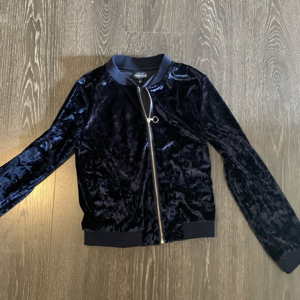Navy velvet zipper large